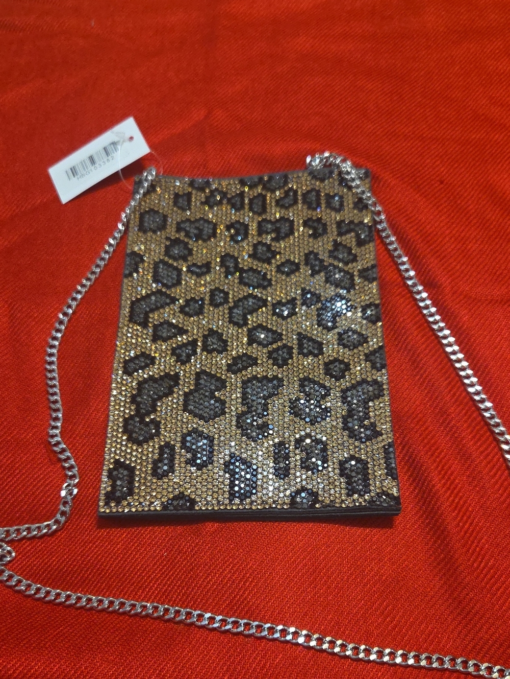Leopard Rhinestone Crossbody Bag in Gold and Black